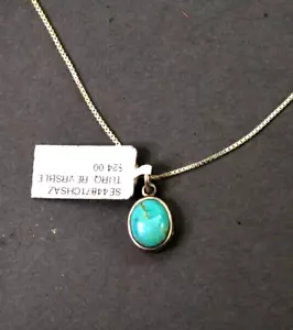 Sweet Turquoise Cabochon Necklace 20" Sterling Silver - Picture 1 of 7