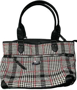 Bolso de Hombro a Cuadros Negro Rojo Blanco 12 X 9 5 Bolsillos Colegio Oscuro Academia - Imagen 1 de 7