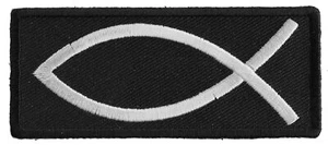 Christian Symbol Fish Sign Patch- 3x1.5 inch - P3316 - Picture 1 of 5