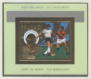Dahomey W.C. Soccer Germany 1974 Imperforated GOLD block MNH - Picture 1 of 1