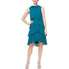 Slny Womens Green Chiffon Tiered Semi-formal Fit & Flare Dress 6 Bhfo 9301
