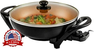 Sarten Electrico De Cocina Antiadherente Con Tapa De Vidrio 1400W Compacto NUEVO - Picture 1 of 9