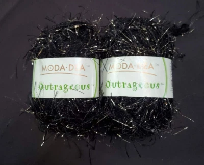 Lot of 2 Moda Dea Outrageous Black Gold Yarn Color # 9611 77 yds Skein - Image 1 of 3