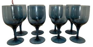 Libbey Crystal Blue Wine Glasses Water Goblets 6.5” Vintage Set Of 2,4,6,8,10 - Picture 1 of 5