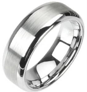 Tungsten Carbide Wedding Ring with Brushed Center Matte Finish - Picture 1 of 1