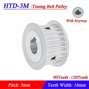 HTD-3M 90-120Teeth Timing Belt Pulley Pitch 3mm AF-type With Keyway, Width 16mm - Picture 1 of 7