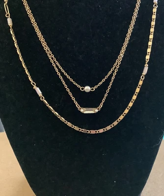 Lote de 2 Collares Cadena Tono Dorado 16” y 18” Lauren Conrad Perla Estrás N75 Foto 1 de 4