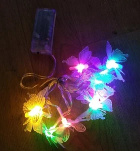 10 BUTTERFLY coloured STRING LIGHTS battery operated 1.5m sweet Gift Item - Picture 1 of 6