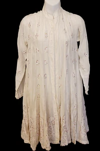 Juliet Dunn london white embroidered long sleeves A line silk dress coat S New - Picture 1 of 11