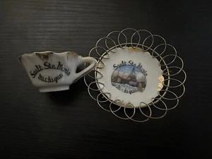 Sault Ste Marie Michigan Mini Tea Cup & Saucer (Souvenir) - Picture 1 of 10