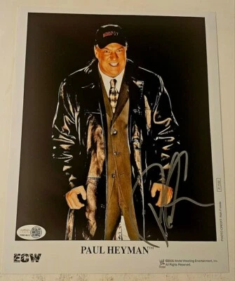 Foto firmada por Paul Heyman de lucha libre de la WWE 8x10 leyenda ECW CERTIFICADO DE AUTENTICIDAD JSA Brock Lesnar Foto 1 de 3