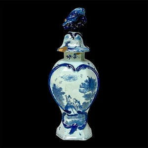 POT COUVERT EN FAÏENCE DE DELFT ANCIEN XVIIIème H:36cm - Foto 1 di 17