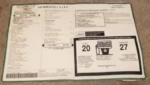 2002 CHRYSLER SEBRING GTC MANUAL TRANSMISSION WINDOW STICKER S1 - Picture 1 of 2