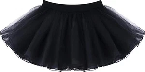 Girls Tutu Skirt Ballet Wrap 4 Layered Dance Tulle Large, Black - Picture 1 of 6
