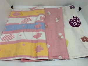 set 3 asciugamani neonato bambino bimba double-face in cotone 30x30 cambio bagno - Picture 1 of 2