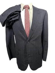 BROOKS BROTHERS GOLDEN FLEECE Mens Navy Blue 2 Pc Suit 41R Jacket 35x29 Pant - Picture 1 of 13