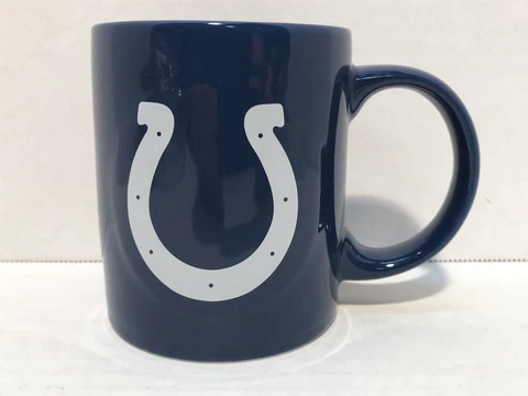 NEW Indianapolis Colts 11oz. Blue and White Coffee Cup Horse Shoe NFL Football Cover