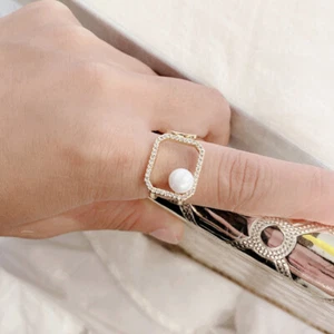 Frauen Ring Perle Serviette Ring Bling Knuckle Ring Kristall Hochzeit Band - Bild 1 von 18