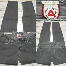Cycle Denim Italy Premium Jeans | Women 27 x 31 | Gray Stud Punk Distressed Sexy