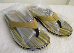 Privo Sandals by Clarks Women's Green Thong Striped NWOT NEW Size 8