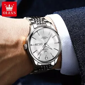 OLEVS Orologi da Polso Uomo Lusso Acciaio Inox Impermeabile Zircone Data Quarzo - Foto 1 di 14