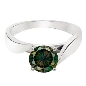 2,80Kt Runden Form 100% Natürlich Grünlich Gelb Diamant Damen Ring Im 585er Gold - Bild 1 von 4