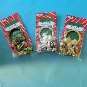 Set of 3 Christmas Jingle Bell Door Hangers - Red /Green, Gold, White Bells - Picture 1 of 5