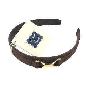 Janie and Jack Girls Headband Faux Suede Gold Detail Brown OS - Picture 1 of 2