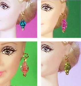 Dreamz TEAL MAGENTA SALMON OLIVE 4 Pair EARRINGS LOT Jewelry for 11.5" Doll - Picture 1 of 9