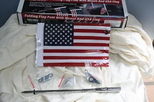 2021-UP HONDA GL 1800 12" TRUNK FOLDING FLAG POLE W/ USA FLAG 3/8 " POLE - Bild 1 von 9