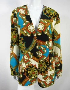 Vintage RARE Adrianna Papell Long Sleeve Blazer Jacket Sz 14 100% Silk Paisley  - Picture 1 of 9