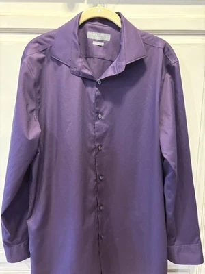 Perry Ellis Premium Dress Shirt Mens 16.5-32/33 Slim Fit Purple Long Sleeve - Image 1 of 4