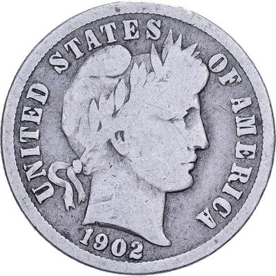 [#639364] United States, Dime, Barber, 1902, U.S. Mint, Silver, VF, KM:113 - Image 1 of 2