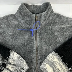 VTG Womans Sherpa Full Zip Wolf Winter Moon Jacket  Black Gray Mock Neck  S READ - Picture 1 of 16