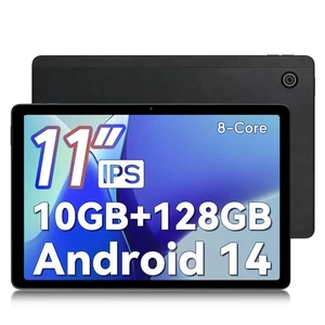 11 inch Android 14 Tablets 10+128GB IPS HD Touchscreen Octa-Core Dual Camera - Picture 1 of 12