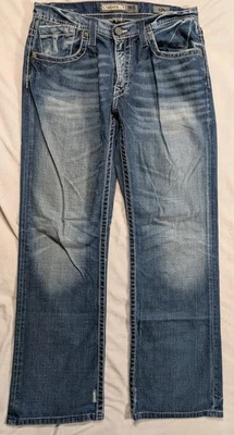 Пряжка BKE Derek Jean мужчин 32 x 33 Bootcut расслабленный темно стирка джинсовой ткани усы Western - Изображение 1 из 4