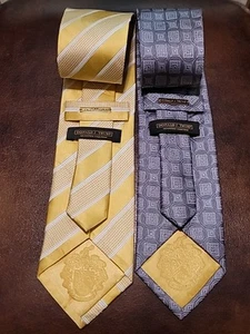 Donald Trump Herren Krawatte Signature Collection Gelb & Blau Seidenkrawatte Luxus 2 Stück - Bild 1 von 13