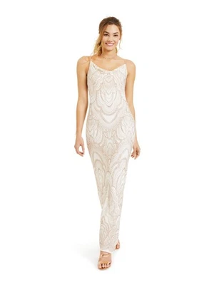 JUMP APPAREL Womens White Gown Silhouette Spaghetti Strap Dress 34 - Image 1 of 4