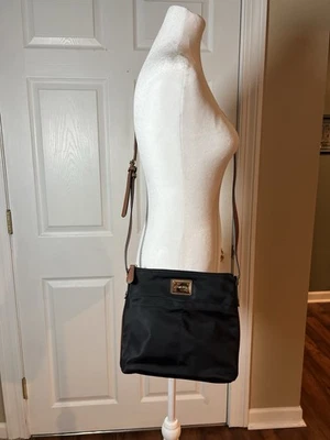 Calvin Klein Black Nylon Small Crossbody Bag Purse Front and Back Pockets - Image 1 of 4
