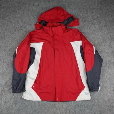 LL Bean Jacket Mens Large Red Gray 3-in-1 Winter Insulated Parka Ski Coat Hooded - Image 1 of 4