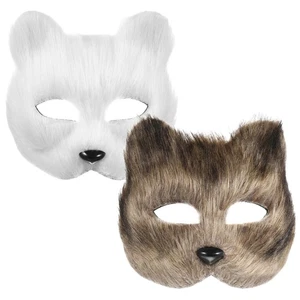2pcs Fox Mask Stage Performance Blank Mask Hand Painting Mask Diy Lint Mask - Picture 1 of 11