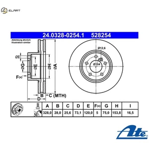 2x BRAKE DISC 24.0328-0254.1 FOR BMW X3/SAV/F25 X4/SUV/F26 N20B16A 1.6L B47D20 - Picture 1 of 10