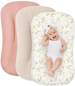 Paquete de 3 fundas para tumbona bebé muselina, 100 % algodón recién nacido - SOLO FUNDAS - Imagen 1 de 8