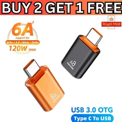 6A USB OTG Adapter USB 3.0 A Female To Type C Male Converter Fast Charger 120W - Image 1 of 4