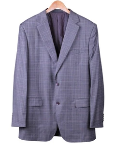 Pal Zileri ITALY Gray Glen Plaid Pink Check Wool Sport Coat Jacket Blazer 40 R - Picture 1 of 8