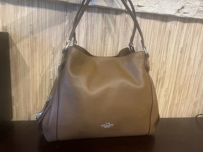 New  COACH EDIE 31 Pebbled Leather bag Saddle Brown/ SILVER HARDWARE  57125 - Image 1 of 4