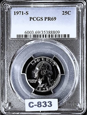 1971-S Washington Proof Quarter PCGS PR69 - Image 1 of 2