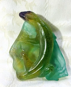 LEZARD VERT DAUM PAPERWEIGHT CAMEO GLASS PRESSE PAPIER PATE DE VERRE ART NOUVEAU - Foto 1 di 10
