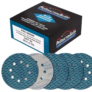 60er Körnung 5 Zoll Diamantform Schleifscheiben, 8 Loch, Box mit 50 Klett Schleifpapier - Bild 1 von 5