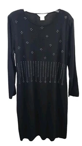 Misook Black Rhinestones Dress Size Large - Picture 1 of 11
